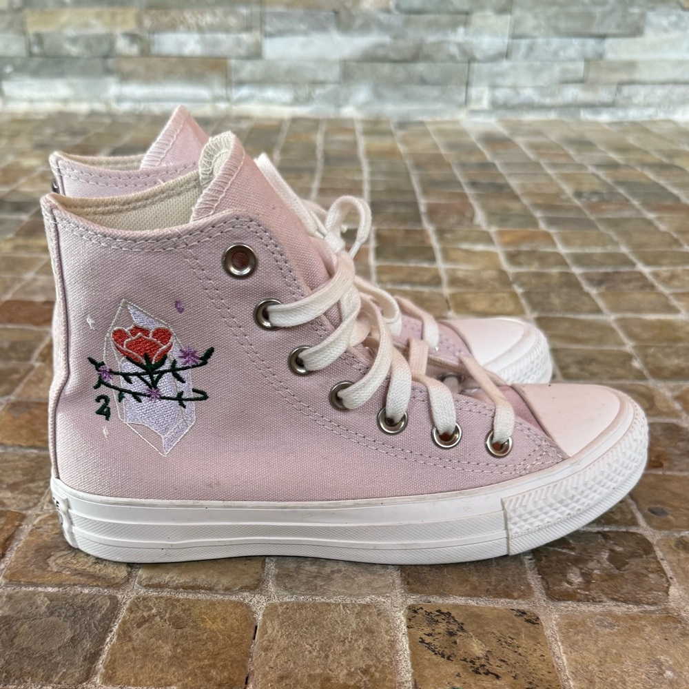 Converse Women's Soft Pink Embroidered crystals High-Tops - Picture 12 of 13